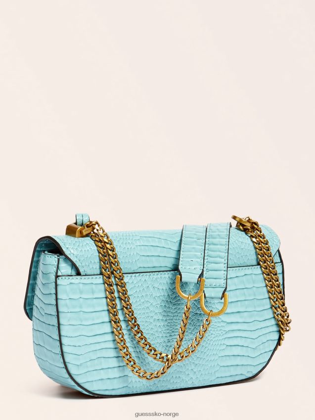 Guess raffie crossbody-veske med krokodiltrykk lyseblå lyse blå unisex F0LJ806441