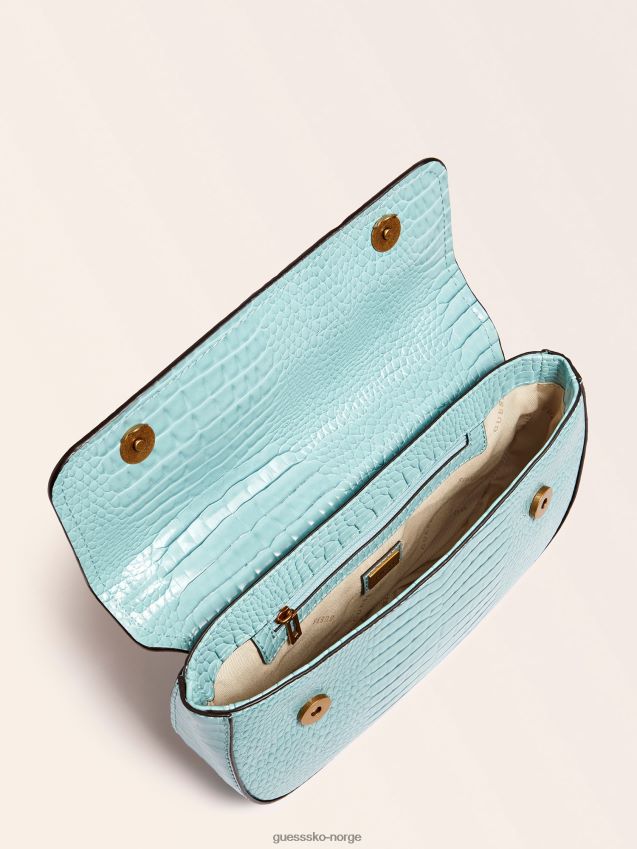 Guess raffie crossbody-veske med krokodiltrykk lyseblå lyse blå unisex F0LJ806441