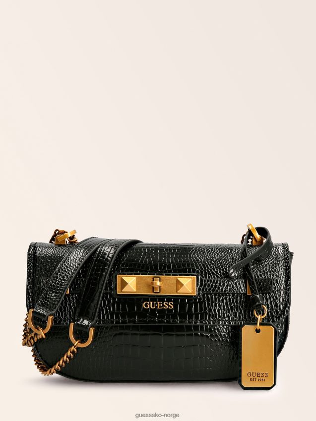 Guess raffie crossbody-veske med krokodiltrykk svart svart unisex F0LJ805656