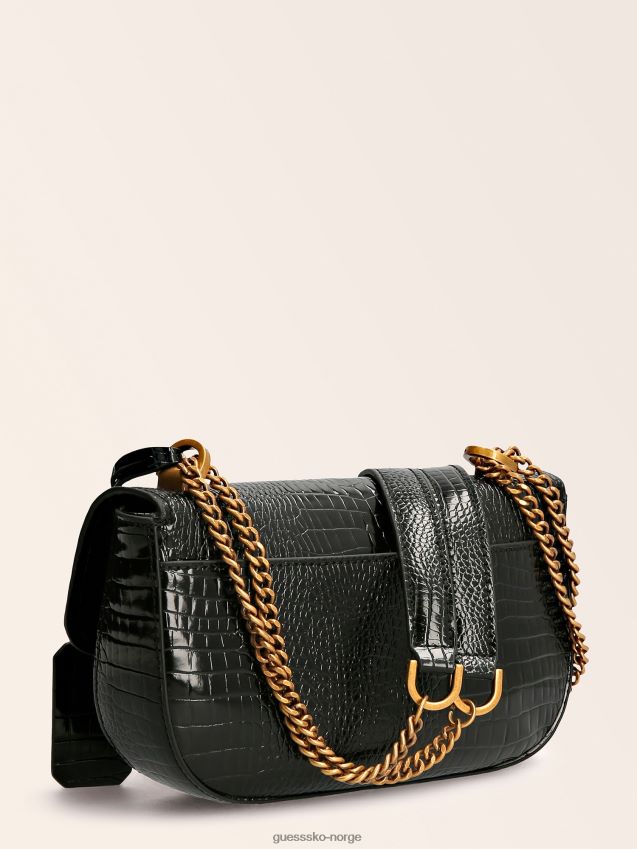 Guess raffie crossbody-veske med krokodiltrykk svart svart unisex F0LJ805656