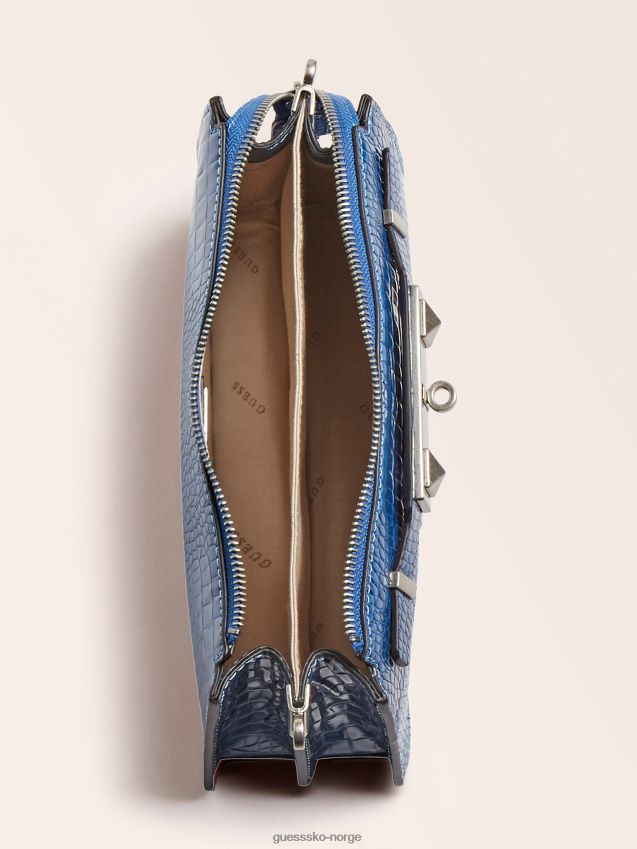 Guess raffie krokodilletrykk mini crossbody blå blå unisex F0LJ806459