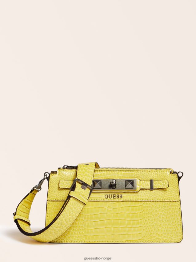 Guess raffie krokodilletrykk mini crossbody gul gul unisex F0LJ806558