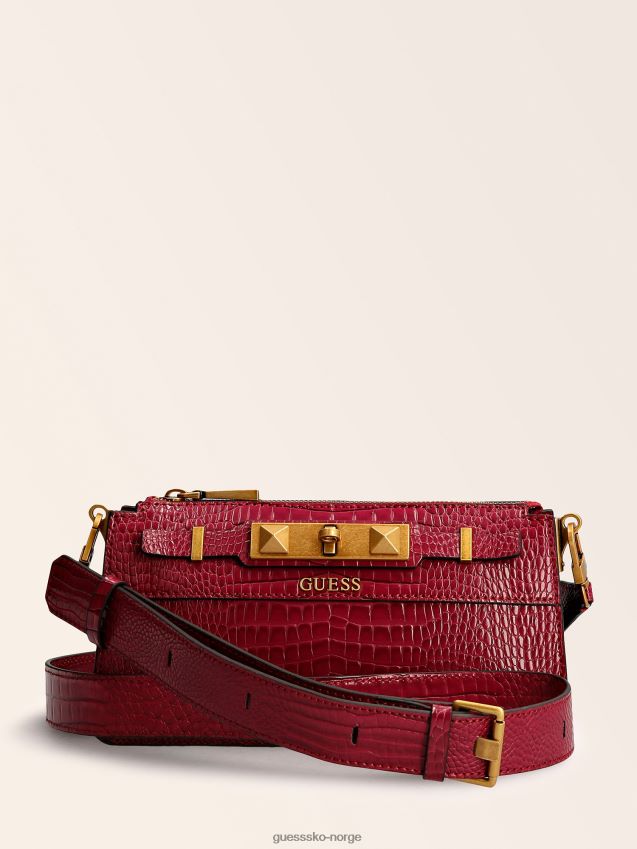 Guess raffie krokodilletrykk mini crossbody lilla lilla unisex F0LJ806230