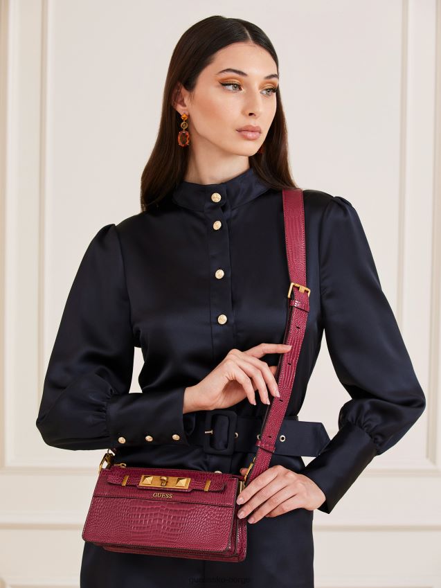 Guess raffie krokodilletrykk mini crossbody lilla lilla unisex F0LJ806230