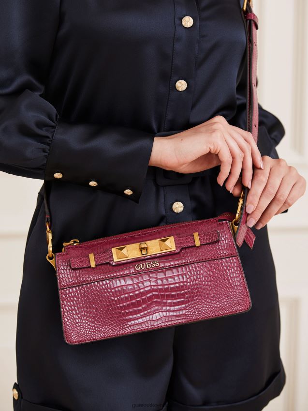 Guess raffie krokodilletrykk mini crossbody lilla lilla unisex F0LJ806230