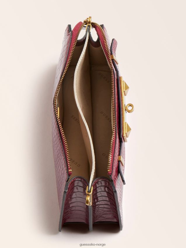 Guess raffie krokodilletrykk mini crossbody lilla lilla unisex F0LJ806230