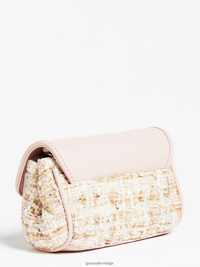 Guess rosa danila tweed crossbody-veske rosa unisex F0LJ802458