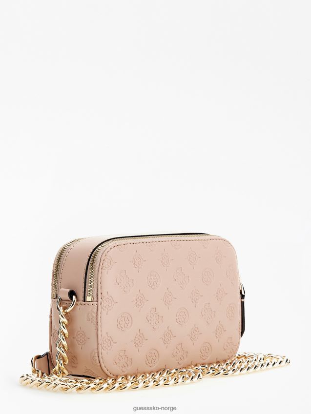 Guess rosa noelle mini crossbody med preget logo rosa unisex F0LJ805175