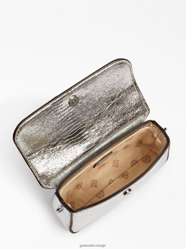 Guess sølvfoliert nattfall mini skulderveske sølv unisex F0LJ804971