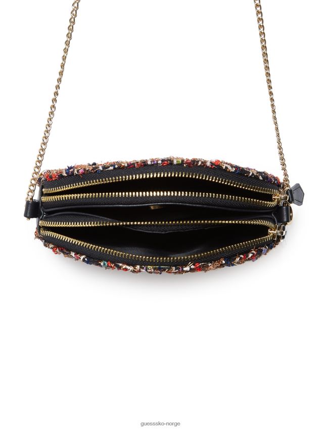 Guess sophie dobbel glidelås crossbody svart multi svart multi unisex F0LJ807685