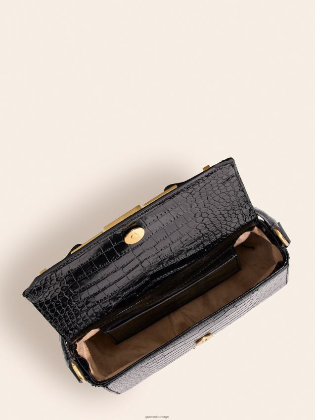 Guess svart cristina crossbody-veske i ekte skinn svart unisex F0LJ805318