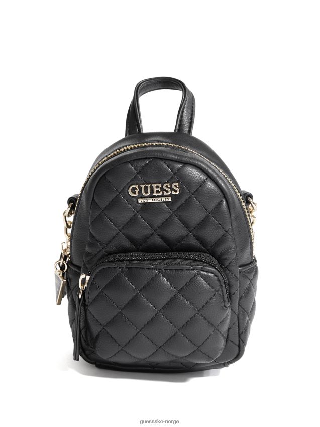 Guess svart evan vattert mini crossbody-ryggsekk svart unisex F0LJ807625