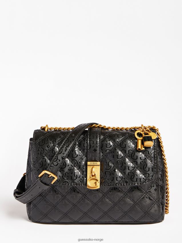 Guess svart gaia 4g crossbody-veske med logo svart unisex F0LJ805004