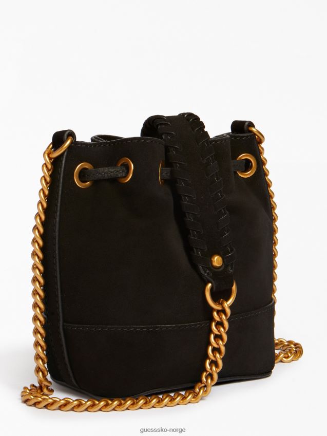 Guess svart kaoma semsket mini bøtteveske svart unisex F0LJ803187