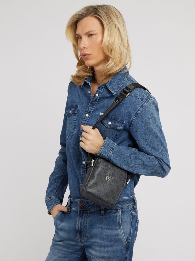 Guess svart vezzola smart 4g logo crossbody-veske svart unisex F0LJ80613