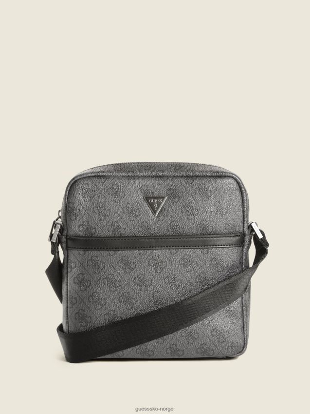 Guess svart vezzola smart topp glidelås firkantet crossbody svart unisex F0LJ8011018
