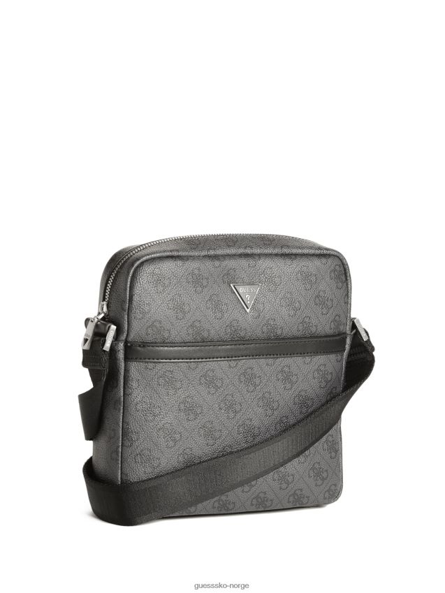 Guess svart vezzola smart topp glidelås firkantet crossbody svart unisex F0LJ8011018