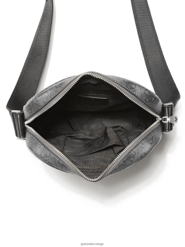 Guess svart vezzola smart topp glidelås firkantet crossbody svart unisex F0LJ8011018
