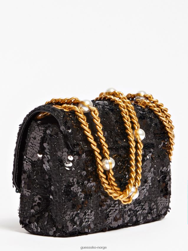Guess svart virtuell paljett mini crossbody-veske svart unisex F0LJ805197