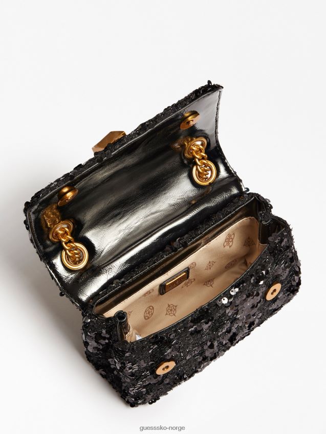 Guess svart virtuell paljett mini crossbody-veske svart unisex F0LJ805197