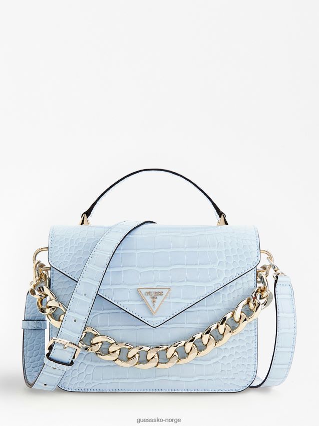 Guess Retour håndveske med krokodiltrykk lyseblå lyse blå unisex F0LJ805129