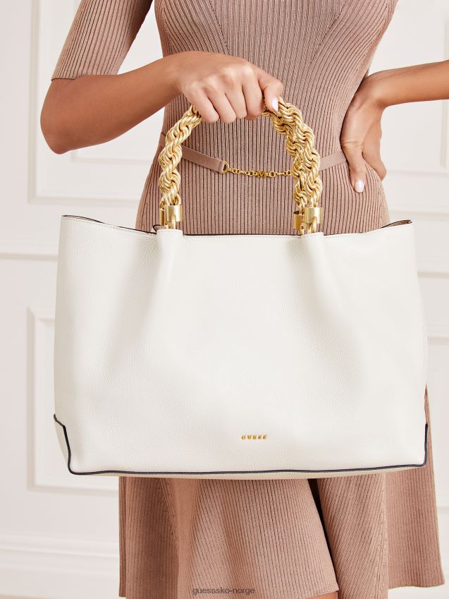 Guess aida håndveske i ekte skinn hvit hvit unisex F0LJ805364