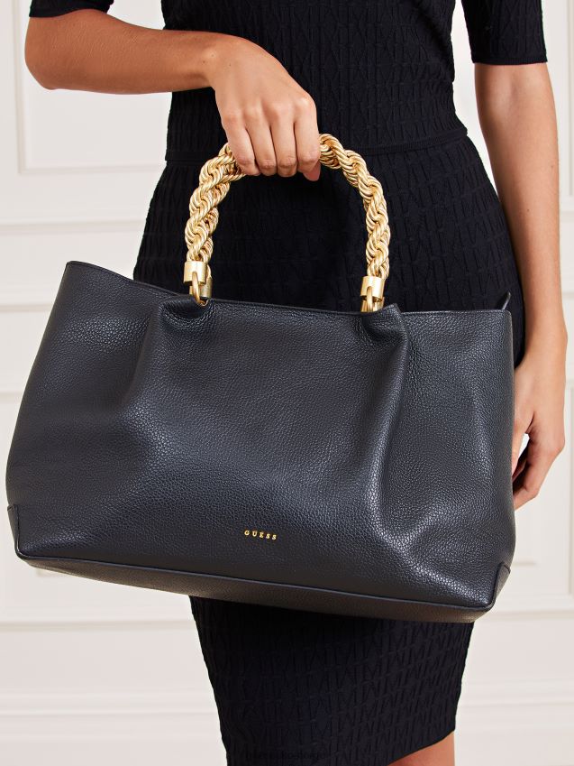 Guess aida håndveske i ekte skinn svart svart unisex F0LJ805365