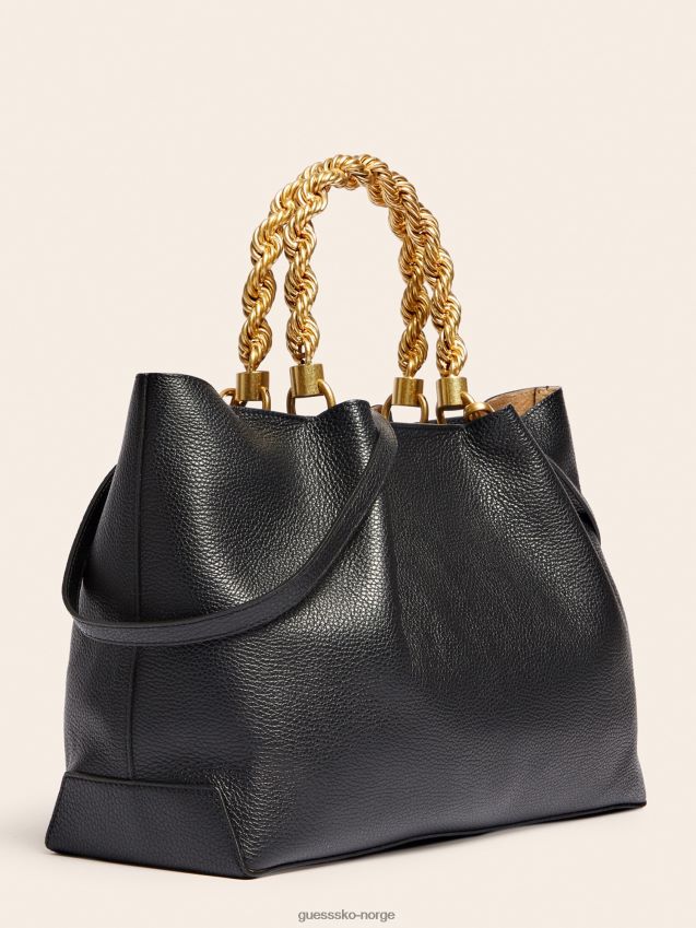 Guess aida håndveske i ekte skinn svart svart unisex F0LJ805365