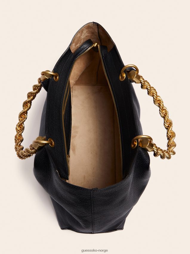 Guess aida håndveske i ekte skinn svart svart unisex F0LJ805365