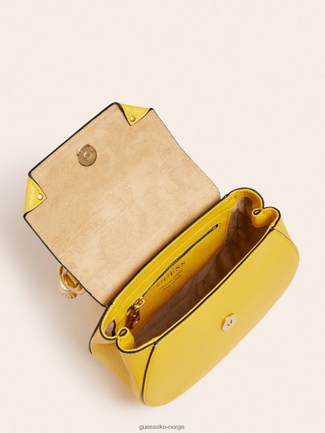 Guess aida mini håndveske i ekte skinn gul gul unisex F0LJ805382