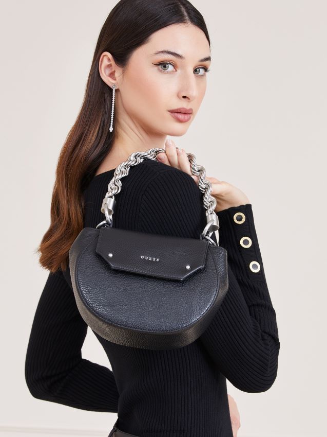 Guess aida mini håndveske i ekte skinn svart svart unisex F0LJ805223