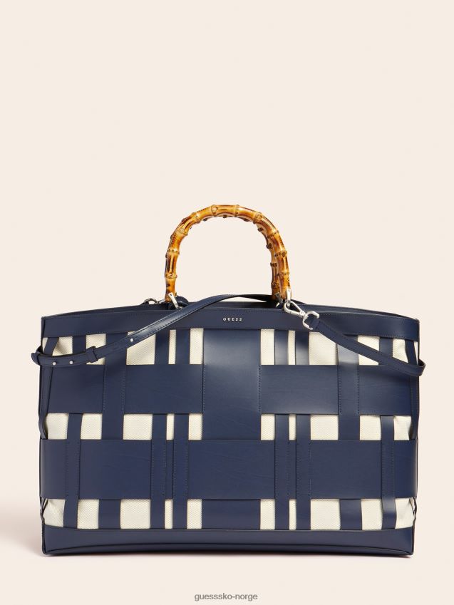 Guess aida vevd veske i ekte skinn blå blå unisex F0LJ805448