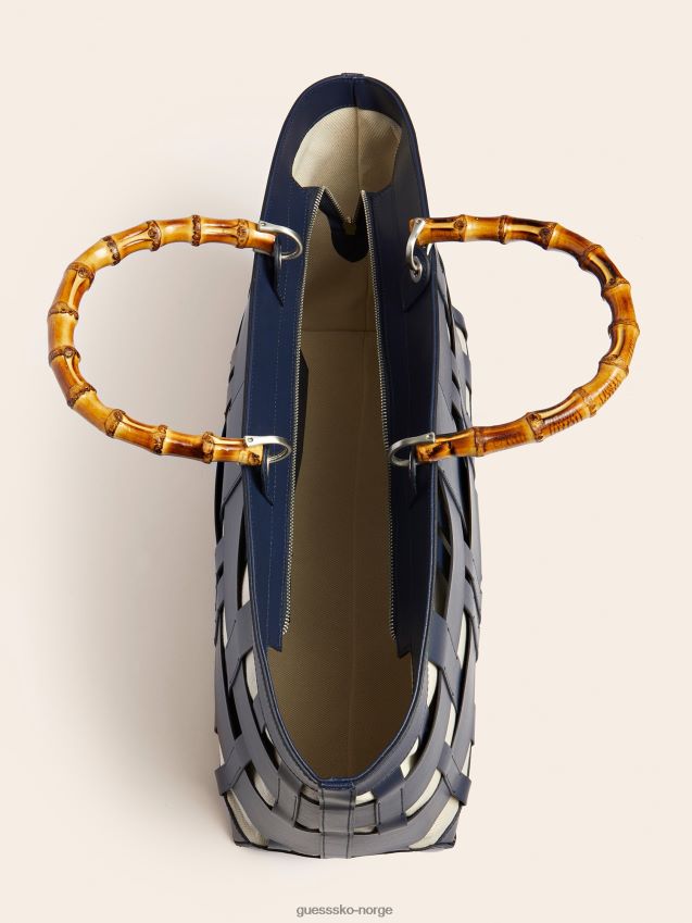 Guess aida vevd veske i ekte skinn blå blå unisex F0LJ805448