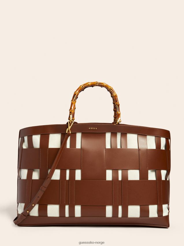 Guess aida vevd veske i ekte skinn brun brun unisex F0LJ805410