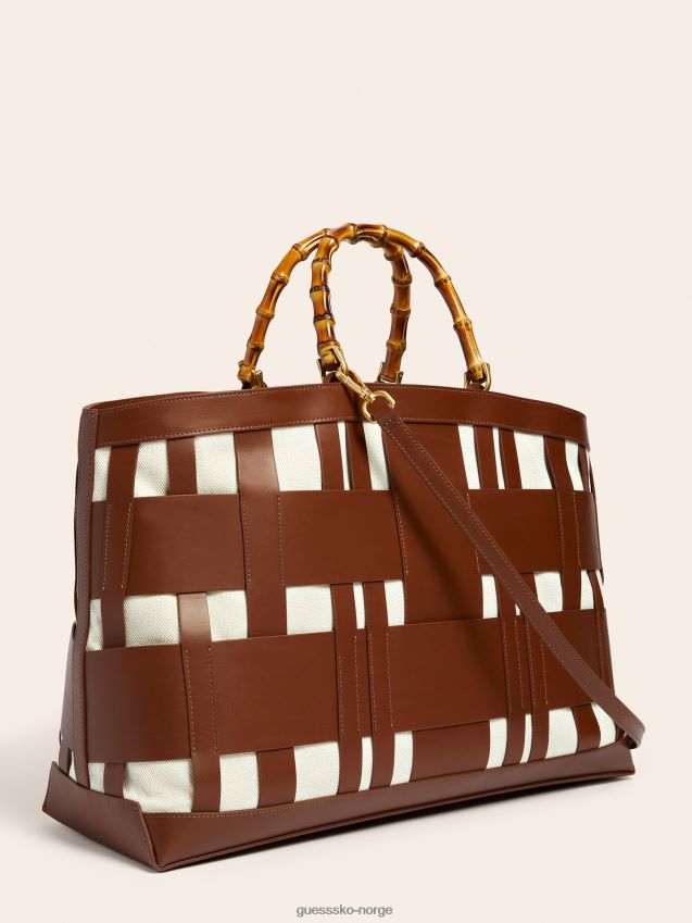 Guess aida vevd veske i ekte skinn brun brun unisex F0LJ805410