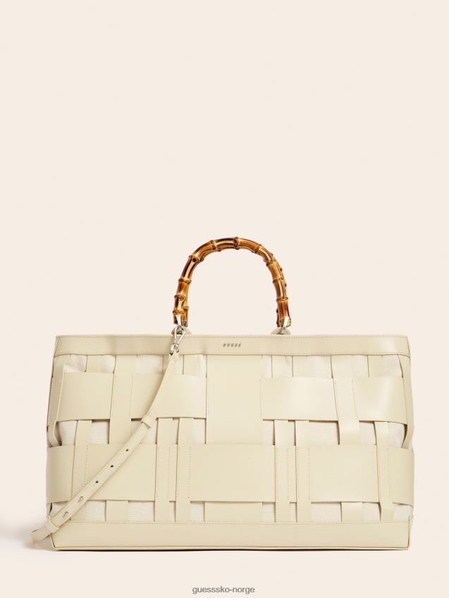 Guess aida vevd veske i ekte skinn hvit hvit unisex F0LJ805439