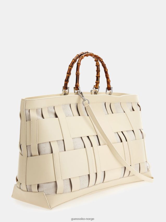 Guess aida vevd veske i ekte skinn hvit hvit unisex F0LJ805439