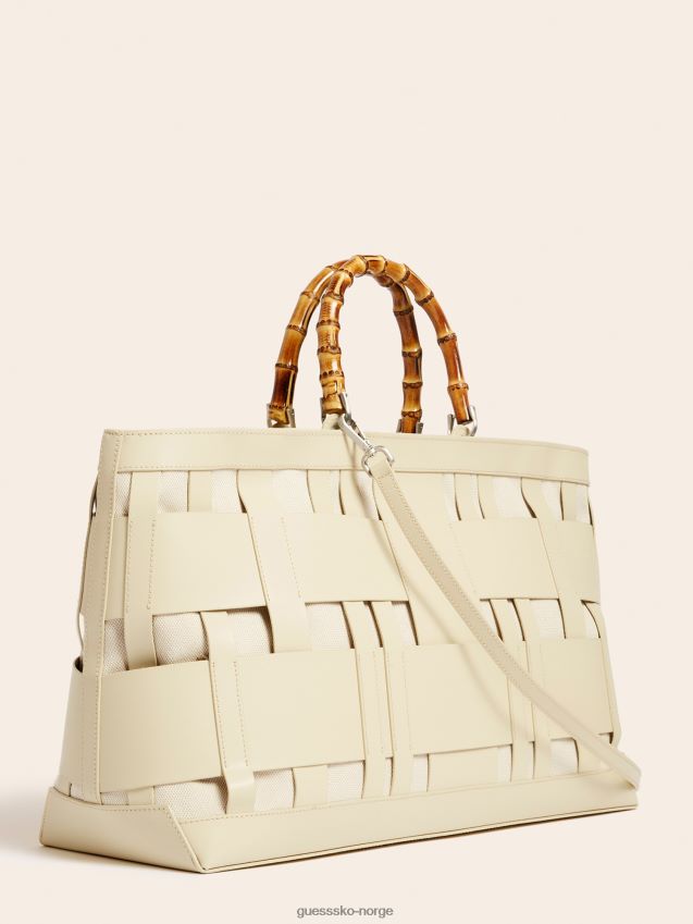 Guess aida vevd veske i ekte skinn hvit hvit unisex F0LJ805439