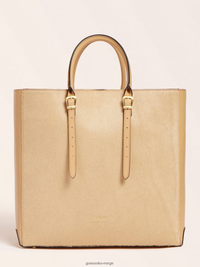Guess beige dame luxe håndveske i ekte skinn beige unisex F0LJ805426
