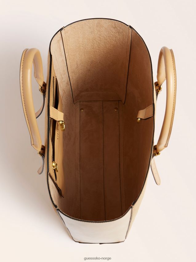 Guess beige dame luxe håndveske i ekte skinn beige unisex F0LJ805426