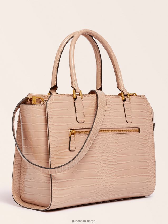 Guess beige raffie håndveske med krokodilletrykk beige unisex F0LJ805374