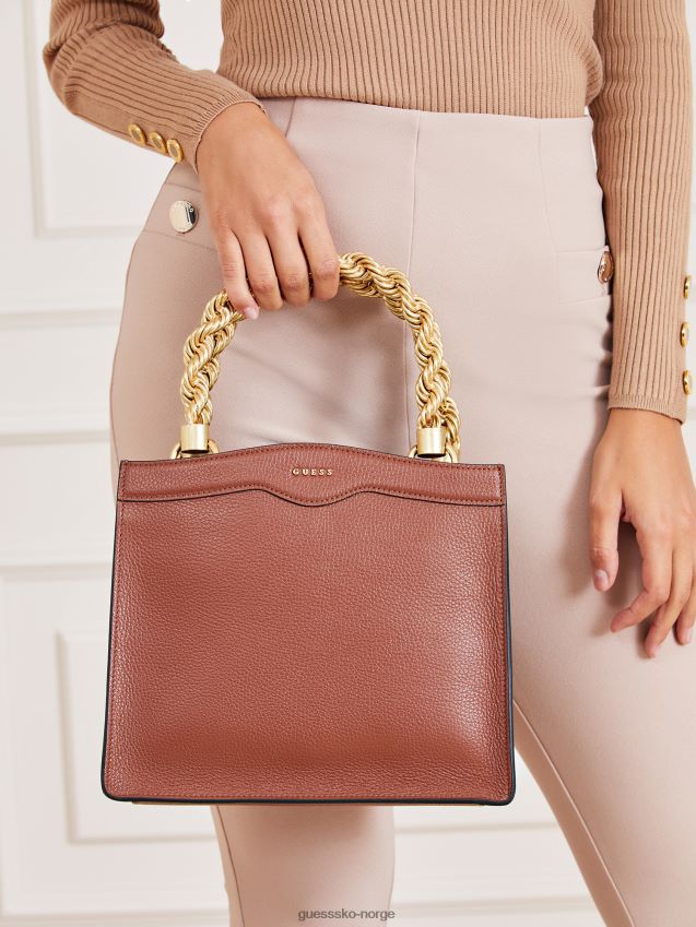 Guess brun aida mini veske i ekte skinn brun unisex F0LJ805391