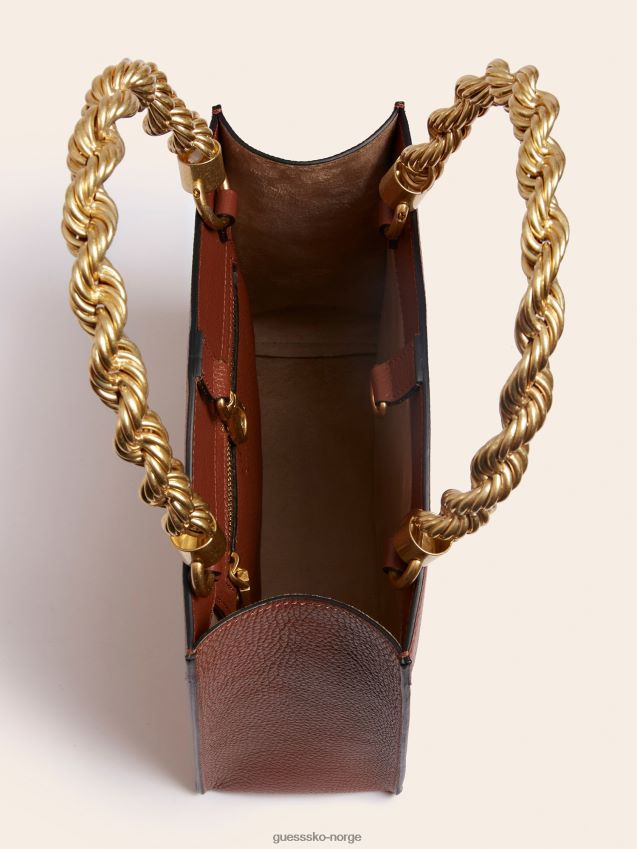 Guess brun aida mini veske i ekte skinn brun unisex F0LJ805391