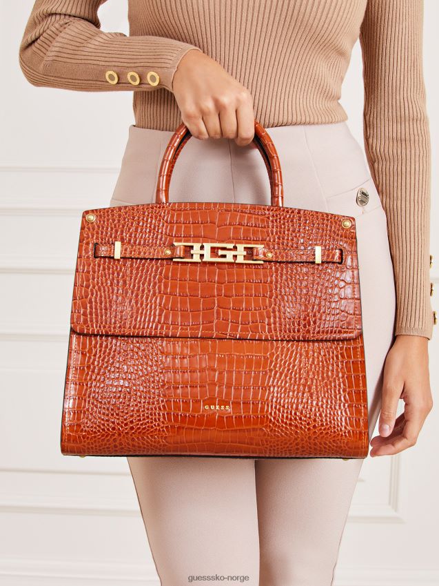 Guess brun cristina håndveske i ekte skinn brun unisex F0LJ805328