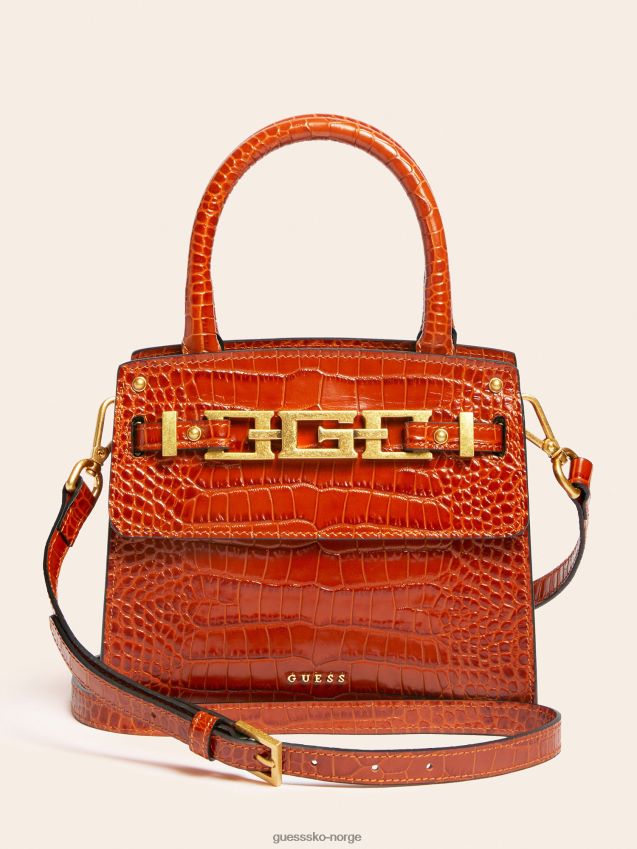 Guess brun cristina mini håndveske i ekte skinn brun unisex F0LJ805022