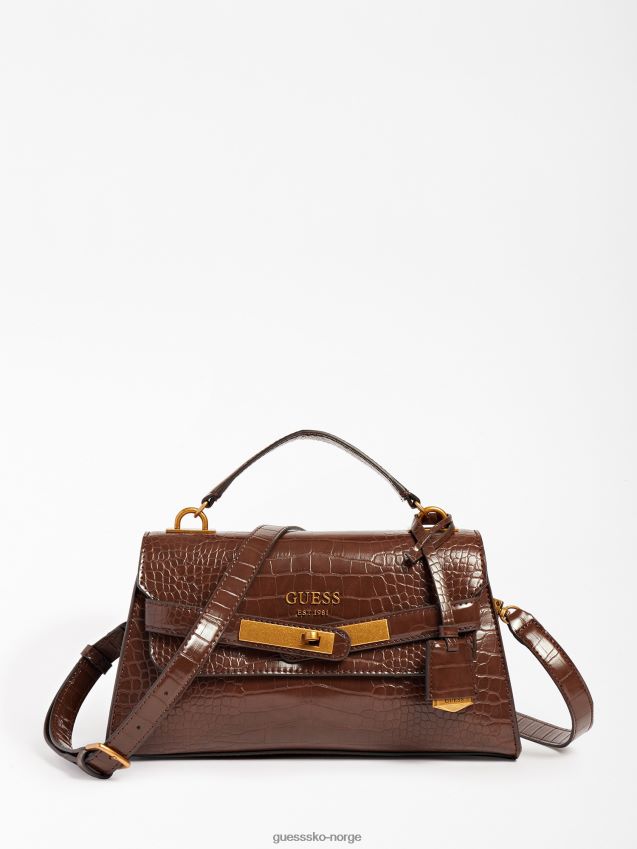 Guess brun enisa håndveske med krokodilletrykk brun unisex F0LJ805269