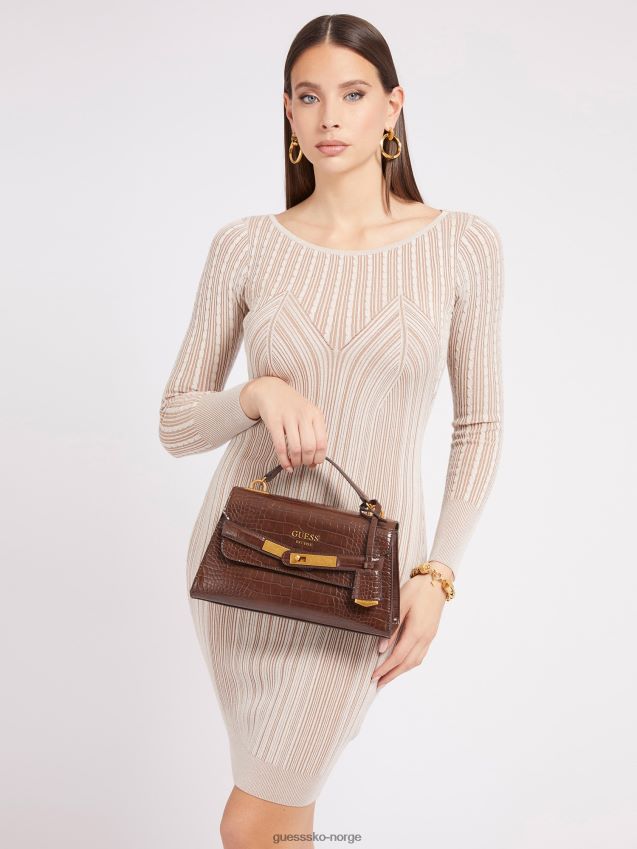 Guess brun enisa håndveske med krokodilletrykk brun unisex F0LJ805269