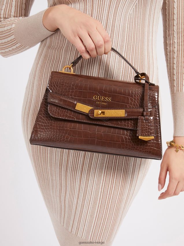 Guess brun enisa håndveske med krokodilletrykk brun unisex F0LJ805269