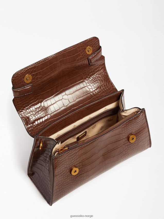 Guess brun enisa håndveske med krokodilletrykk brun unisex F0LJ805269