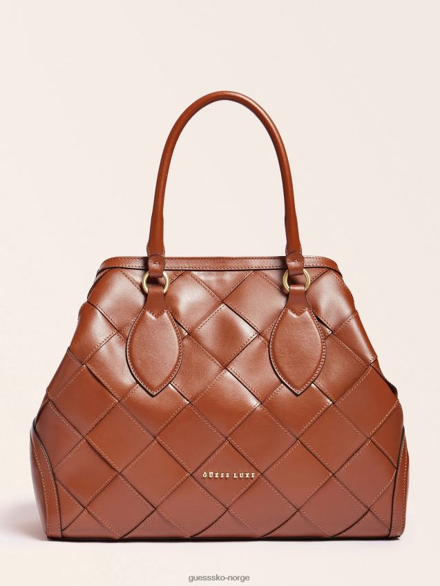 Guess brun giorgia luxe håndveske i ekte skinn brun unisex F0LJ805713